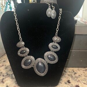 Paparazzi Silver and Black Necklace with Elegant Medallions